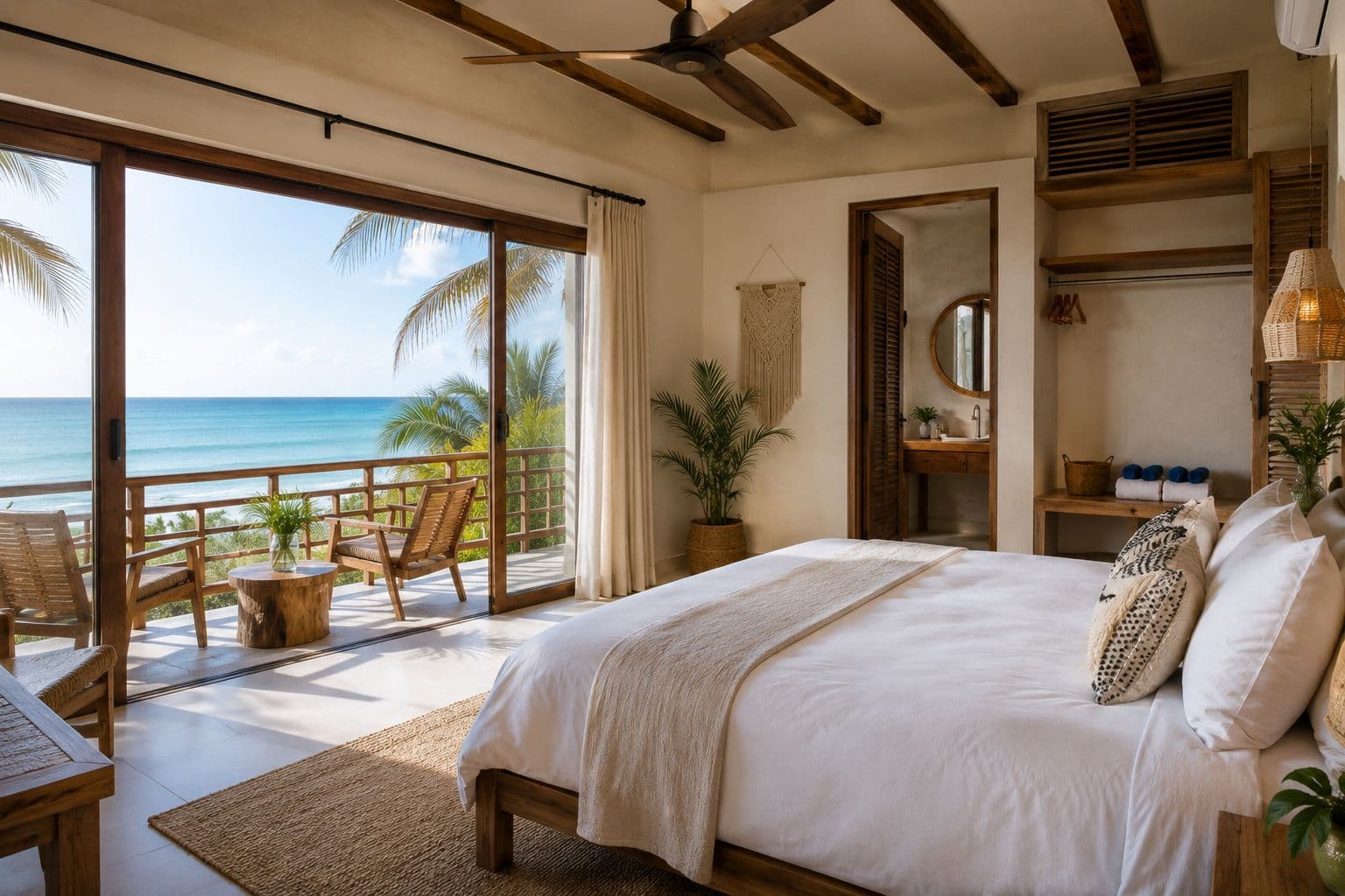 Habitación de hotel con vista al mar